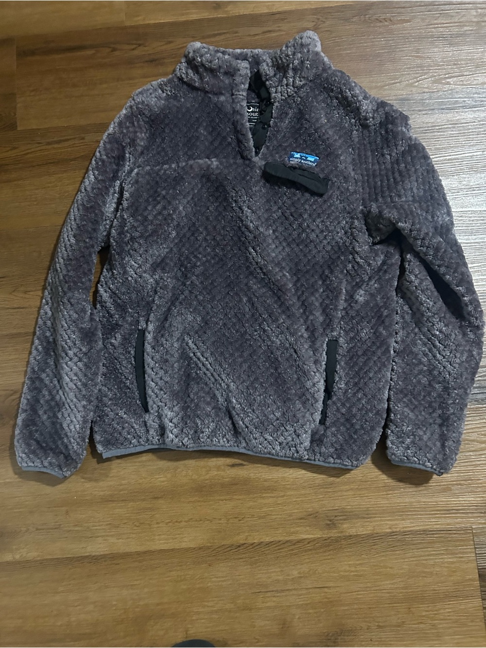 Simply Southern Men's Plush Quarter-Zip Sweater in Charcoal Gray
